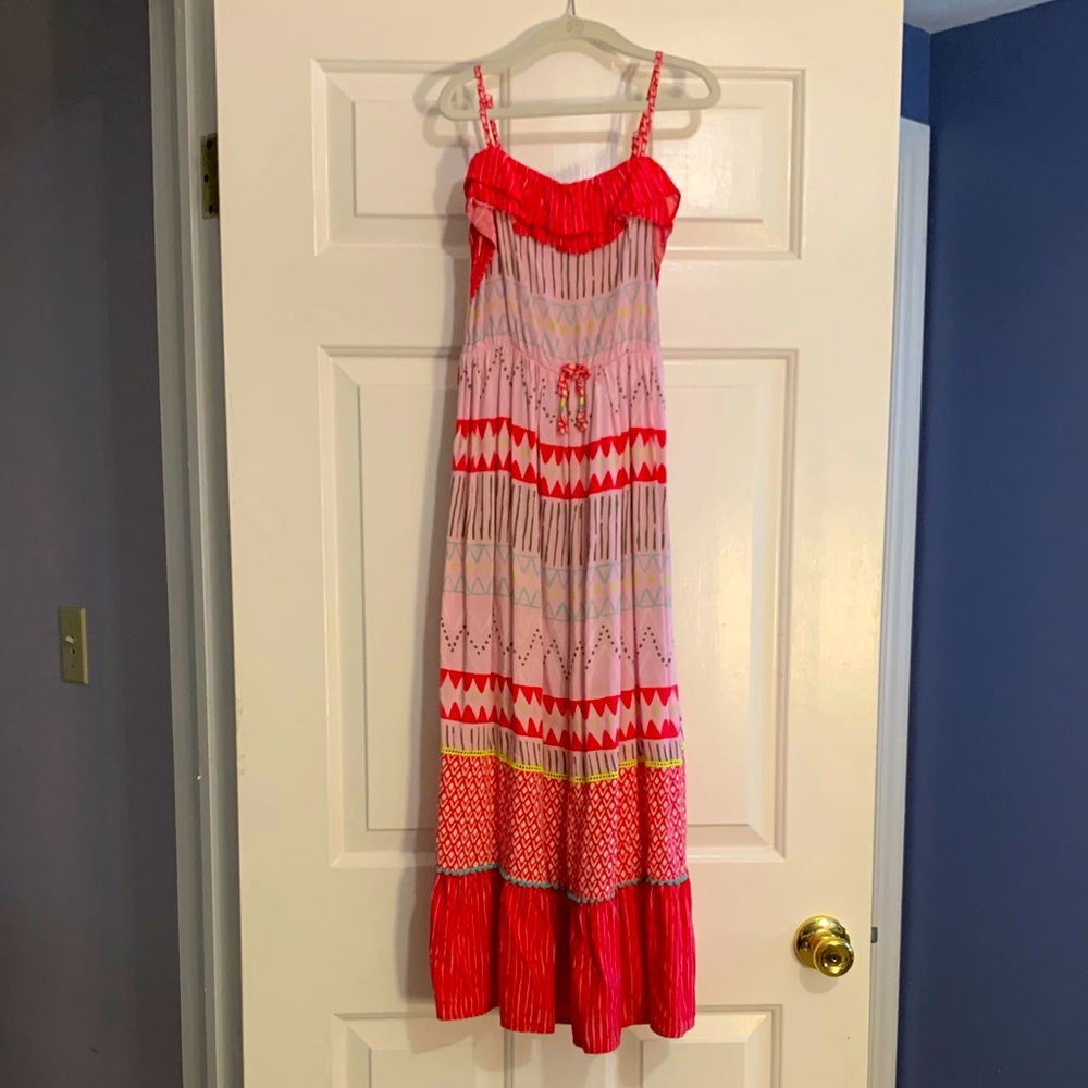Pink patterned maxi dress